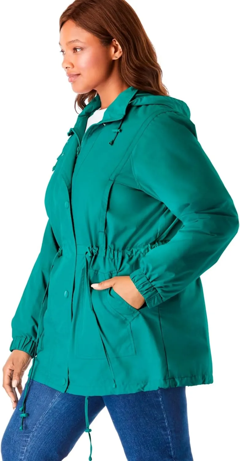 Woman Within Plus Size Fleece-Lined Taslon Anorak