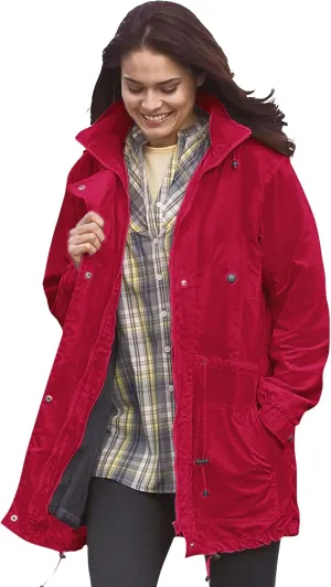 Woman Within Plus Size Fleece-Lined Taslon Anorak