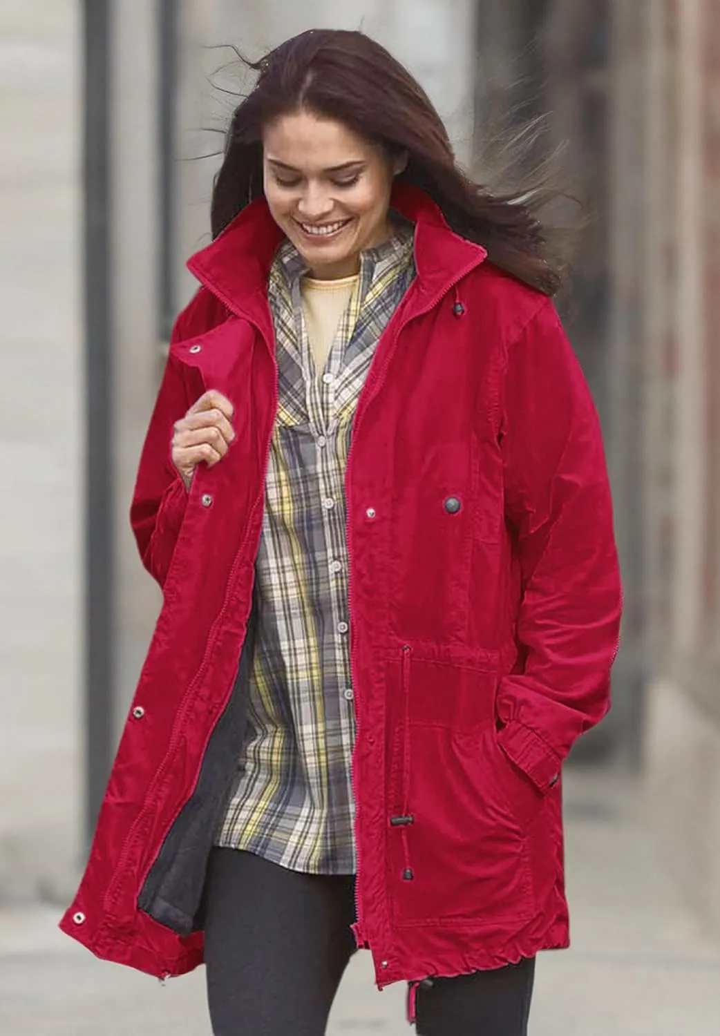Woman Within Plus Size Fleece-Lined Taslon Anorak