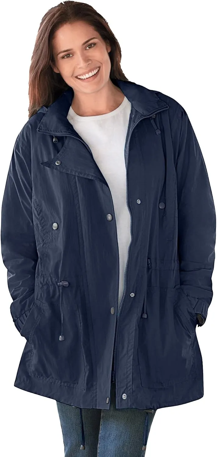 Woman Within Plus Size Fleece-Lined Taslon Anorak