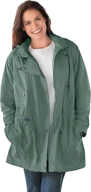Woman Within Plus Size Fleece-Lined Taslon Anorak