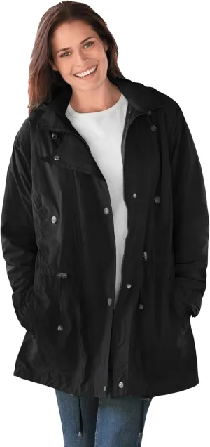 Woman Within Plus Size Fleece-Lined Taslon Anorak