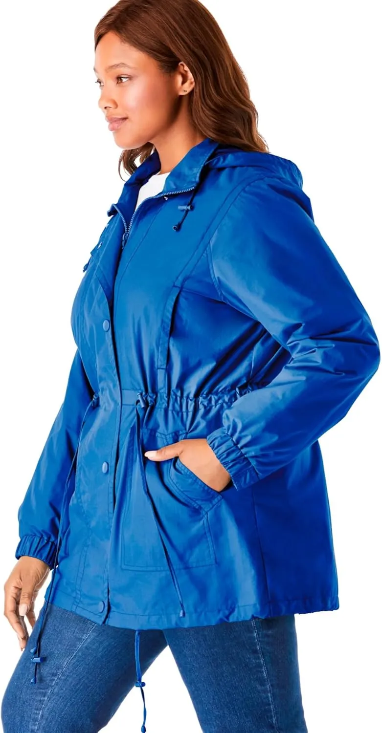 Woman Within Plus Size Fleece-Lined Taslon Anorak