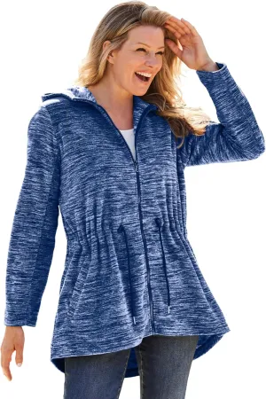 Woman Within Plus Size Microfleece Anorak Jacket Oversized Fleece Zip-Up Jacket