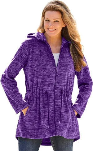 Woman Within Plus Size Microfleece Anorak Jacket Oversized Fleece Zip-Up Jacket