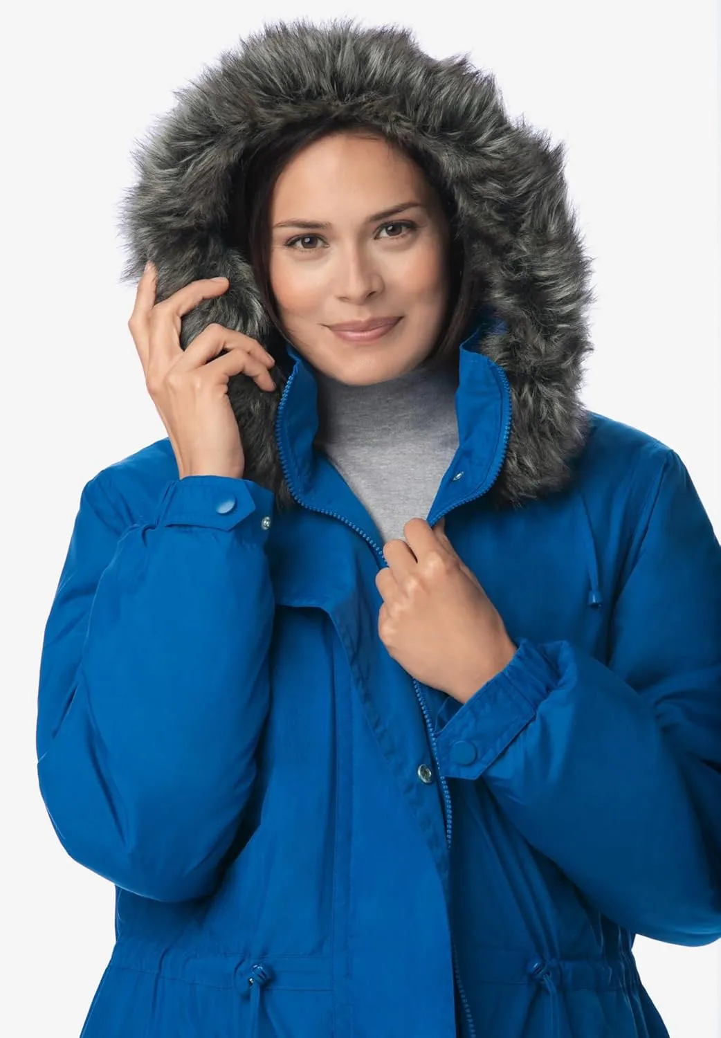 Woman Within Plus Size Quilt-Lined Taslon Anorak