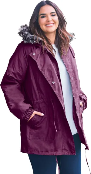 Woman Within Plus Size Quilt-Lined Taslon Anorak