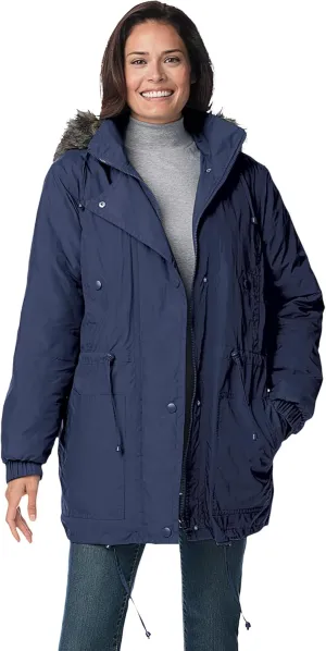 Woman Within Plus Size Quilt-Lined Taslon Anorak