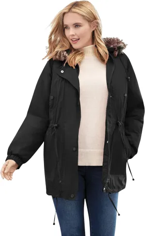Woman Within Plus Size Quilt-Lined Taslon Anorak
