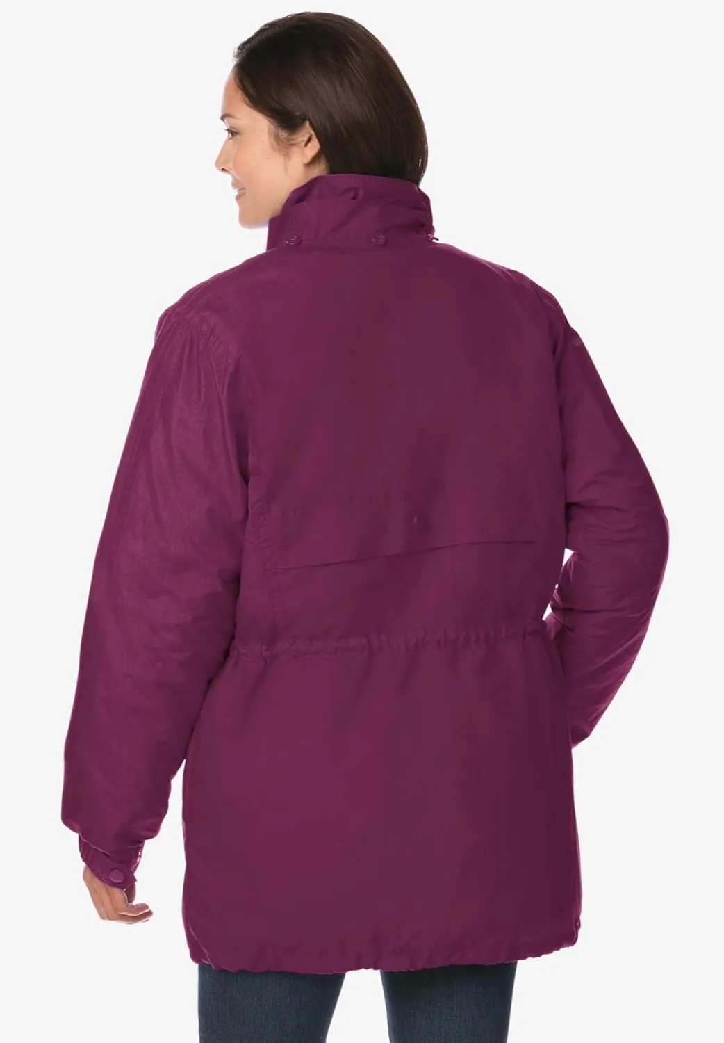 Woman Within Plus Size Quilt-Lined Taslon Anorak