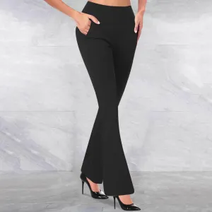 Women Bootcut Work Pants Trendy Business Casual Trouser Solid Yoga Workout Slacks High Waist Stretch Leg Office Pant