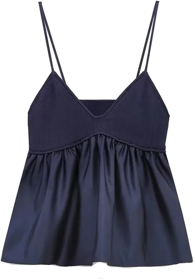 Women Crop Top Ruffle Knitted Camisole Off Shoulder Corset Streetwear Backless Tube Top