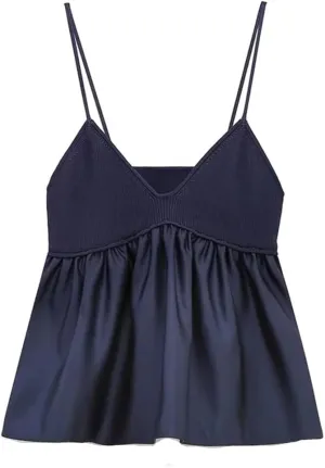 Women Crop Top Ruffle Knitted Camisole Off Shoulder Corset Streetwear Backless Tube Top