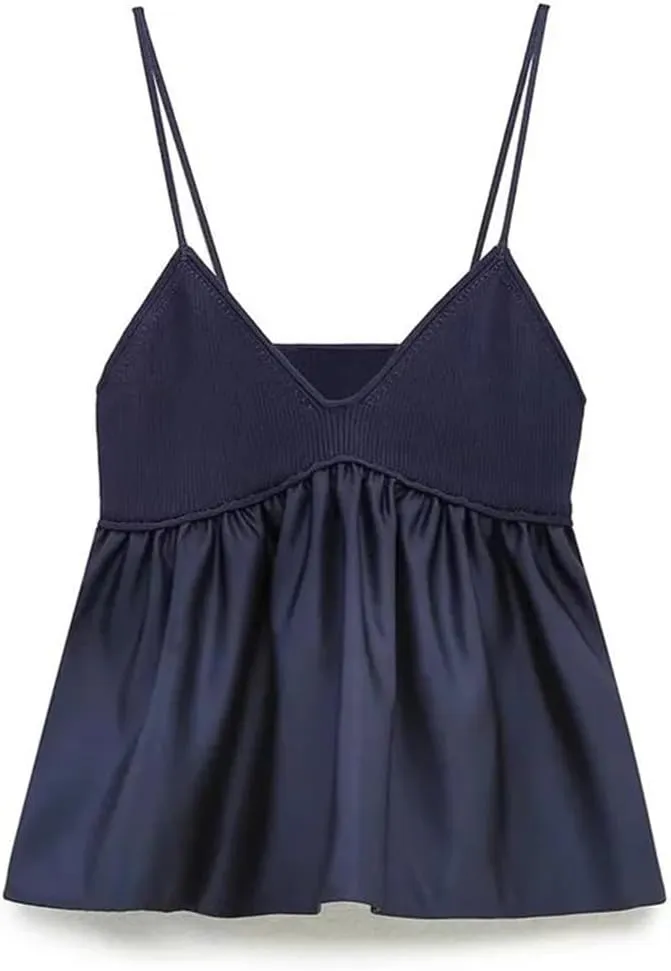 Women Crop Top Ruffle Knitted Camisole Off Shoulder Corset Streetwear Backless Tube Top