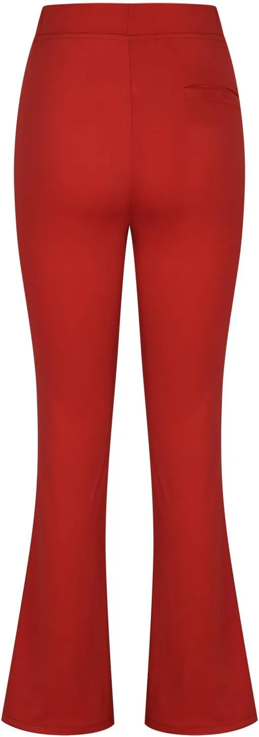 Women High Waist Yoga Pants Tummy Control Stretchy Straight Pant Comfy Business Trouser Workout Gym Legging Pockets