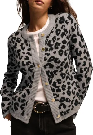 Women Leopard Print Cardigans Button Down Open Front Sweater Cheetah Knit Fall Clothes Long Sleeve Coats Outwear