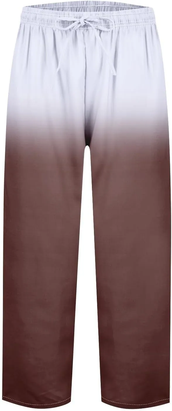 Women Linen Pants Loose Pocket Casual Cotton and Linen Pants Flowy Wide Leg Beach Trousers with Pockets Linen Capris