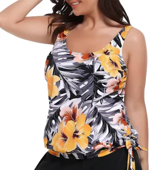 Women Plus Size Tankini Top Printed Swimwear Bathing Suit Tank Top(No Bottom)