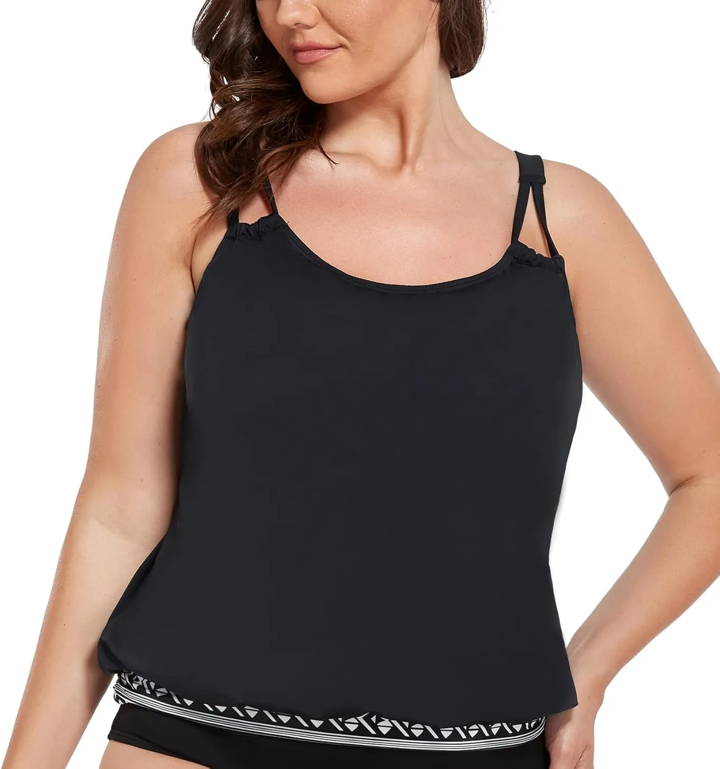 Women Plus Size Tankini Top Printed Swimwear Bathing Suit Tank Top(No Bottom)