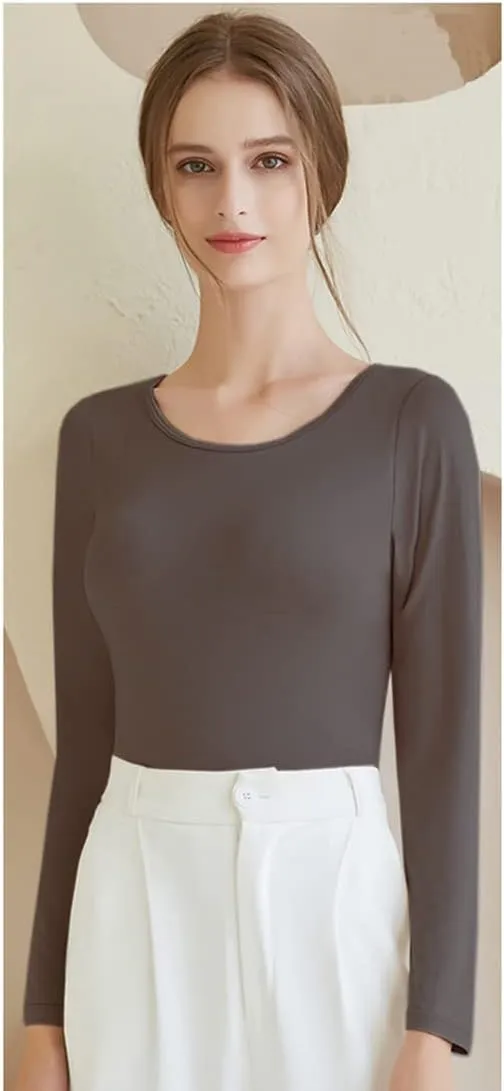 Women 's Modal T Shirt Bra Long Sleeve Pajama Yoga Top Padded Casual Top Tee