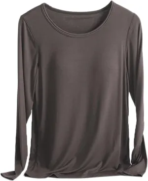 Women 's Modal T Shirt Bra Long Sleeve Pajama Yoga Top Padded Casual Top Tee