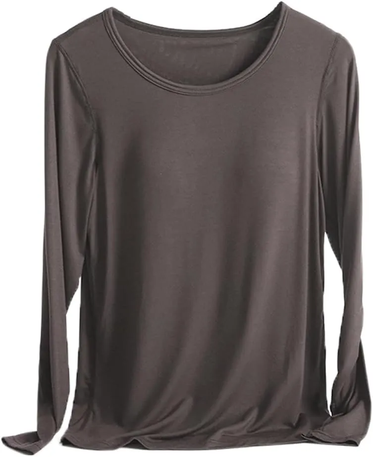 Women 's Modal T Shirt Bra Long Sleeve Pajama Yoga Top Padded Casual Top Tee