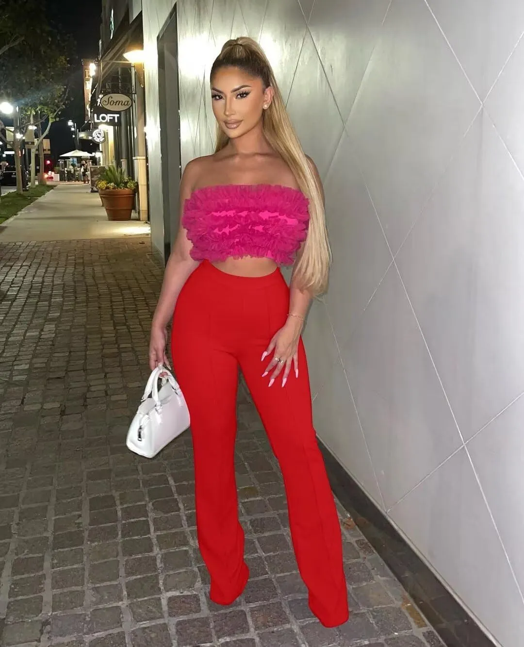 Women Stretchy Straight Leg Dress Pants Comfy Solid Classic High Waisted Wide Leg Long Bootcut Pant Slacks Work Office