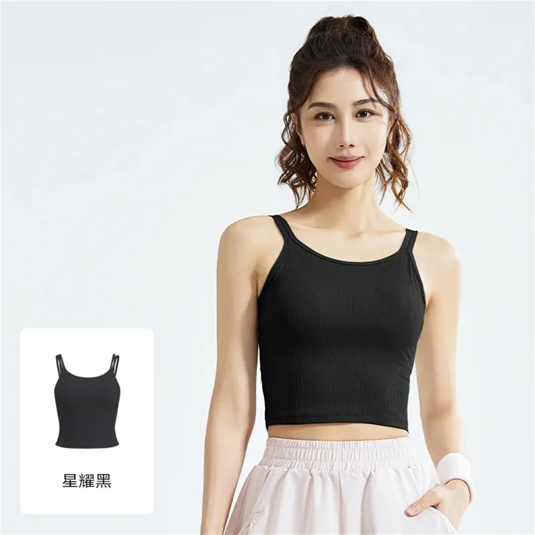Women Summer Tight Short Camisole Solid Color High Stretch Top Cropped Backless Sexy Top