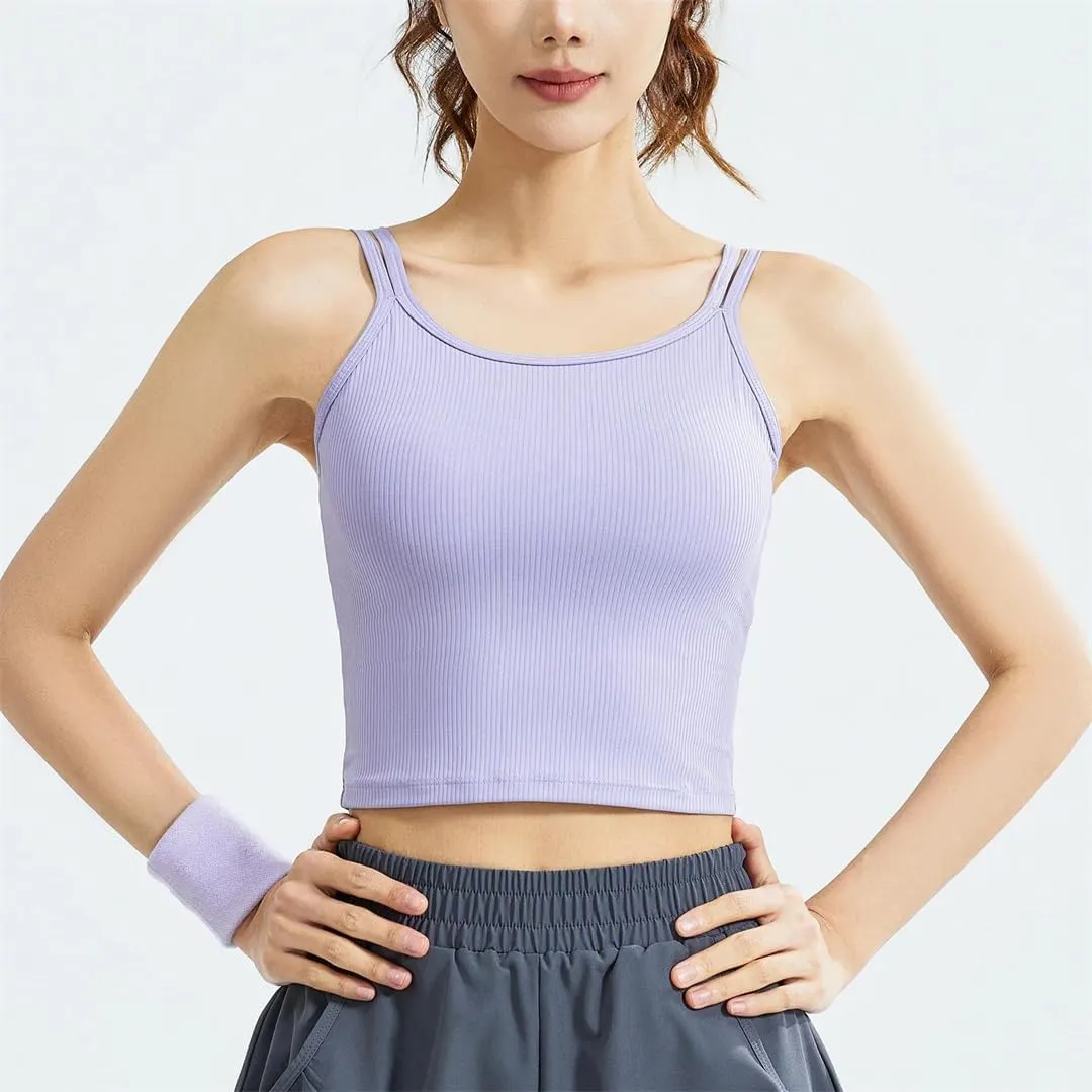 Women Summer Tight Short Camisole Solid Color High Stretch Top Cropped Backless Sexy Top