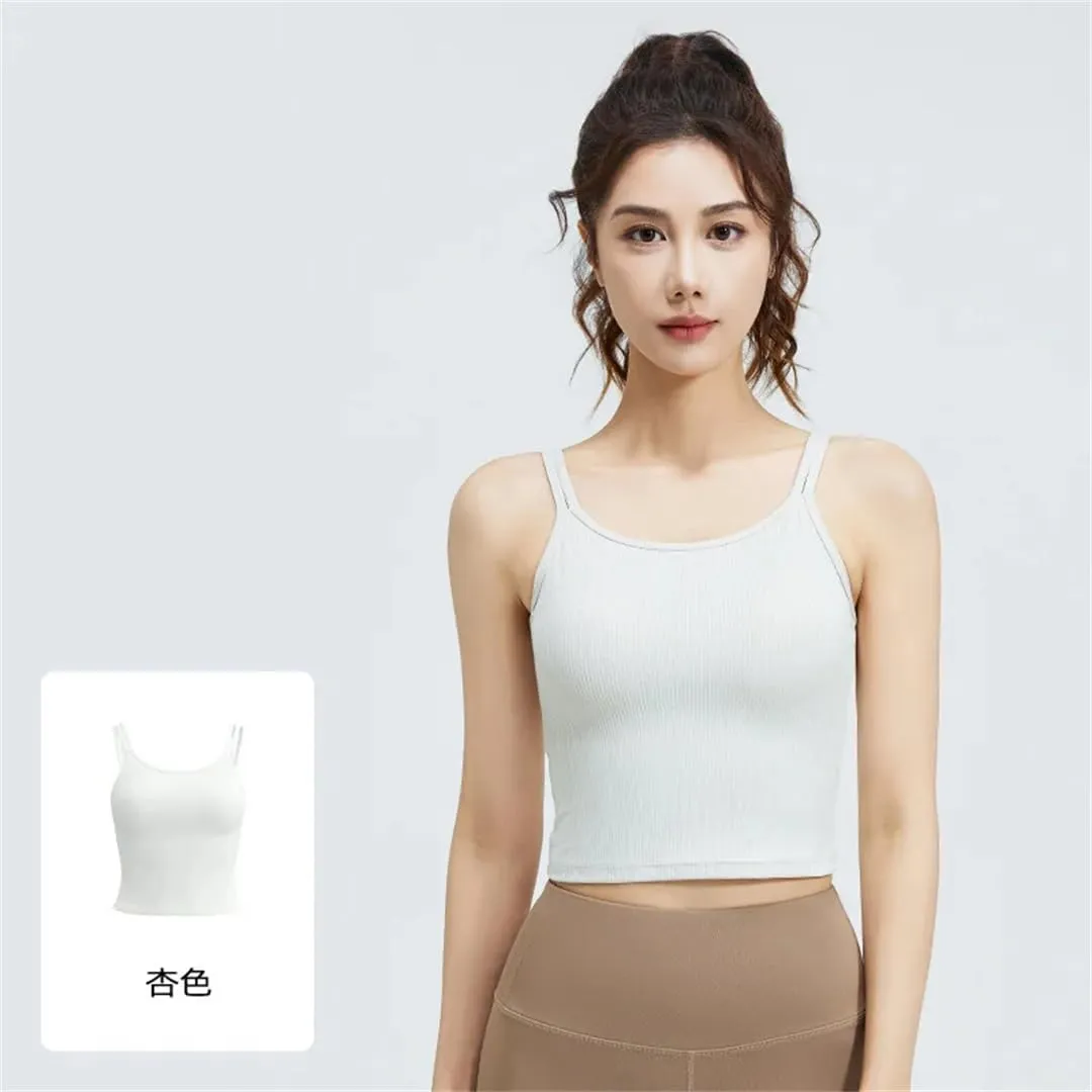 Women Summer Tight Short Camisole Solid Color High Stretch Top Cropped Backless Sexy Top