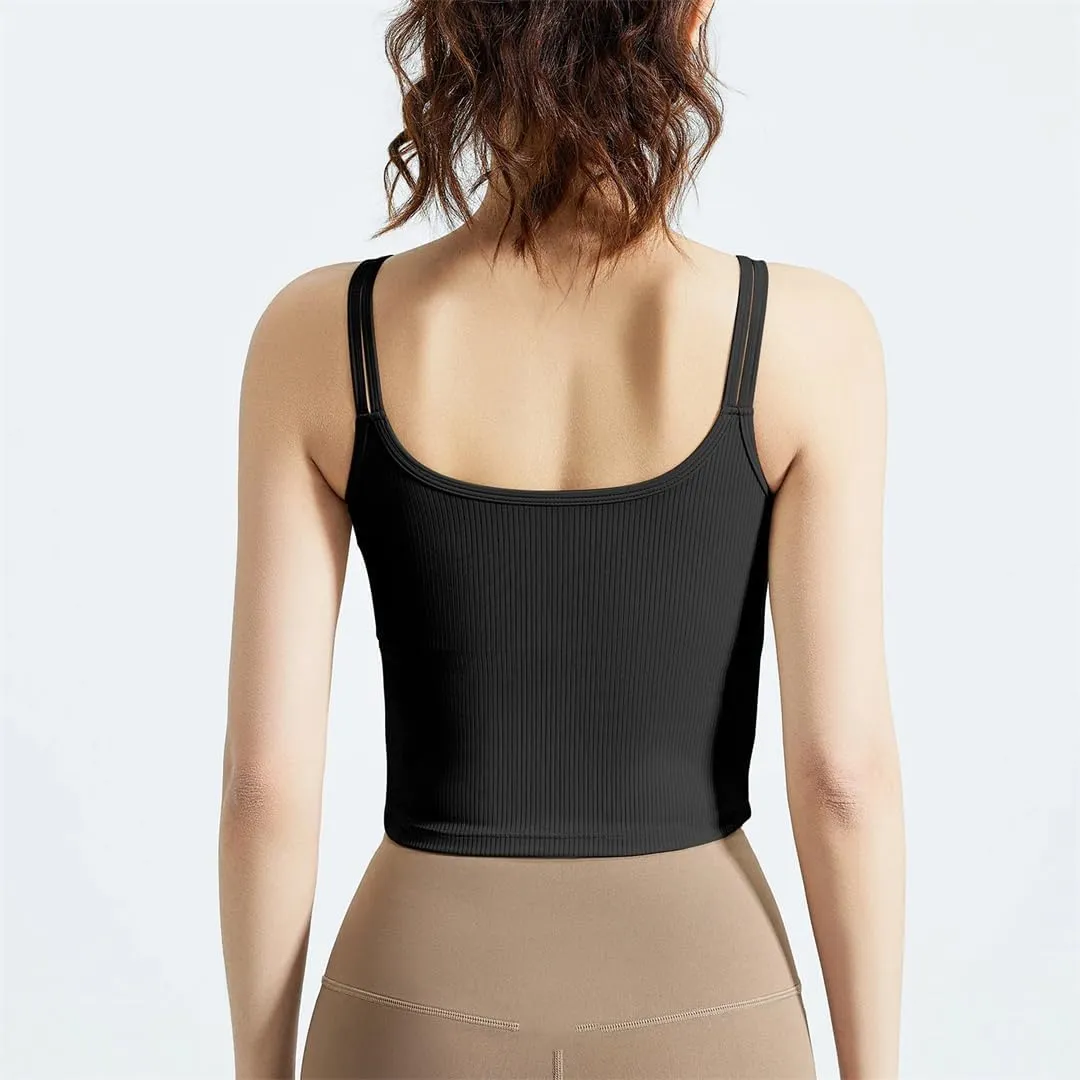 Women Summer Tight Short Camisole Solid Color High Stretch Top Cropped Backless Sexy Top