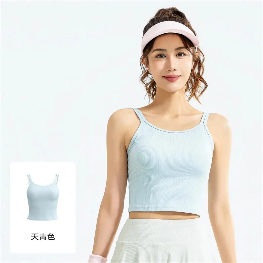 Women Summer Tight Short Camisole Solid Color High Stretch Top Cropped Backless Sexy Top