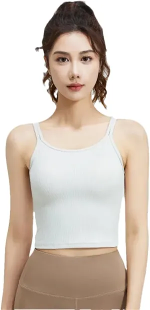 Women Summer Tight Short Camisole Solid Color High Stretch Top Cropped Backless Sexy Top