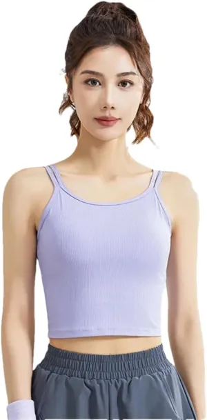 Women Summer Tight Short Camisole Solid Color High Stretch Top Cropped Backless Sexy Top