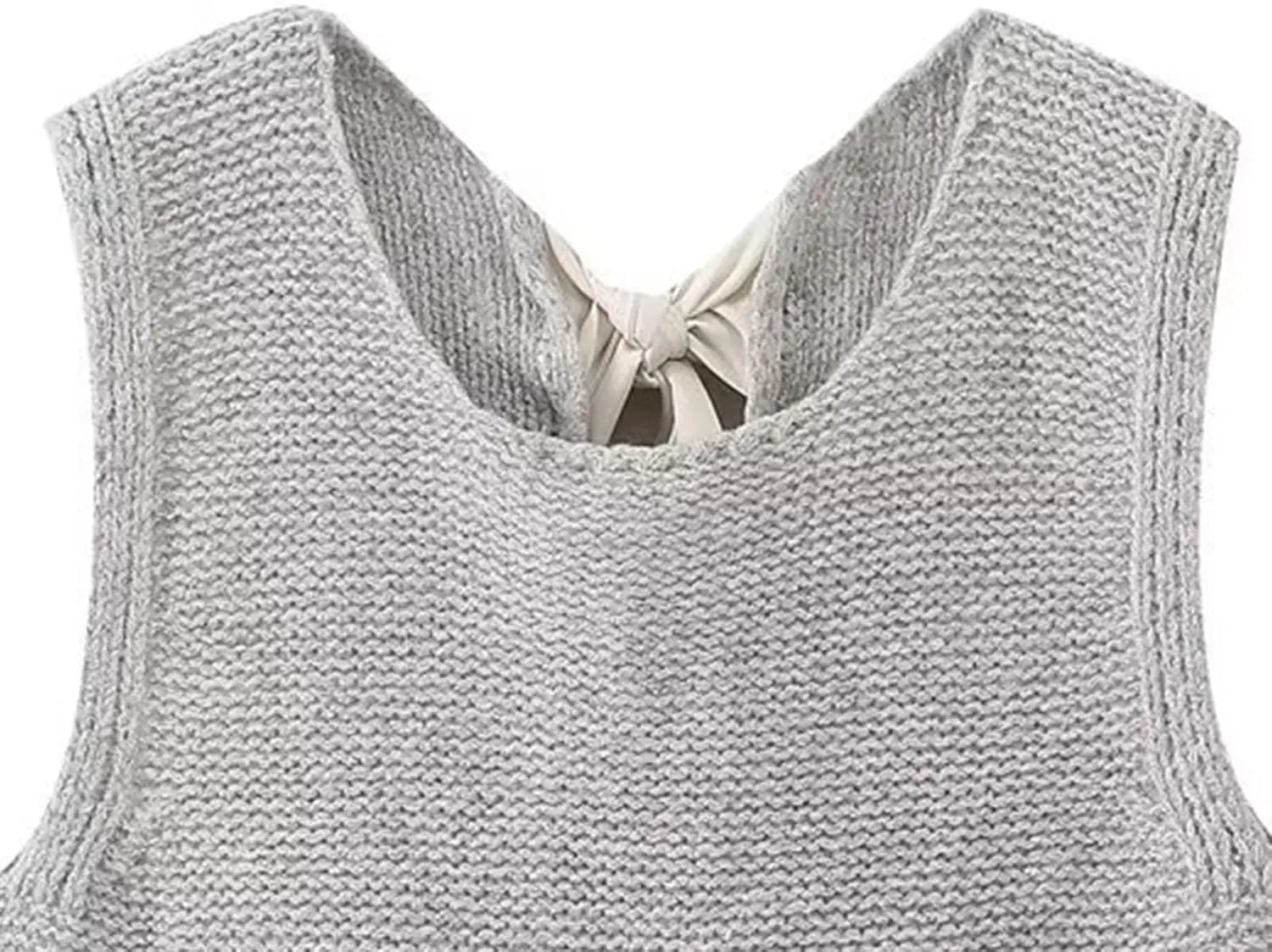 Women Y2k Bow Tie Sweater Vest Top Back Split Sleeveless Crochet Short Sweater Shirt Casual Knit Cardigan Tank Tops