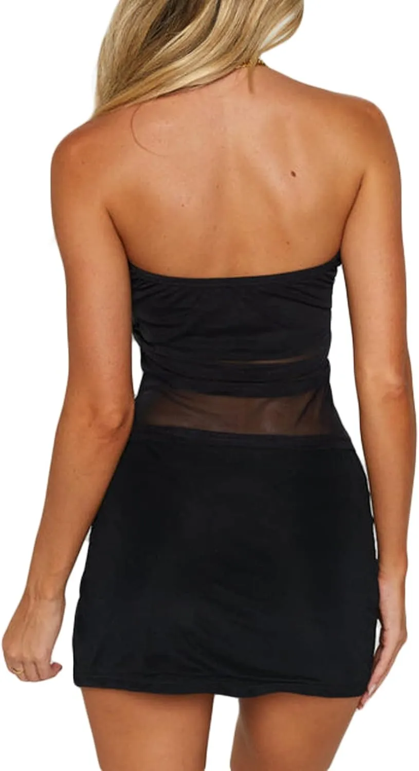 Women Y2k Tube Top Strapless Backless Bandeau Going Out Crop Top Aesthetic