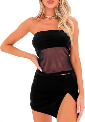 Women Y2k Tube Top Strapless Backless Bandeau Going Out Crop Top Aesthetic