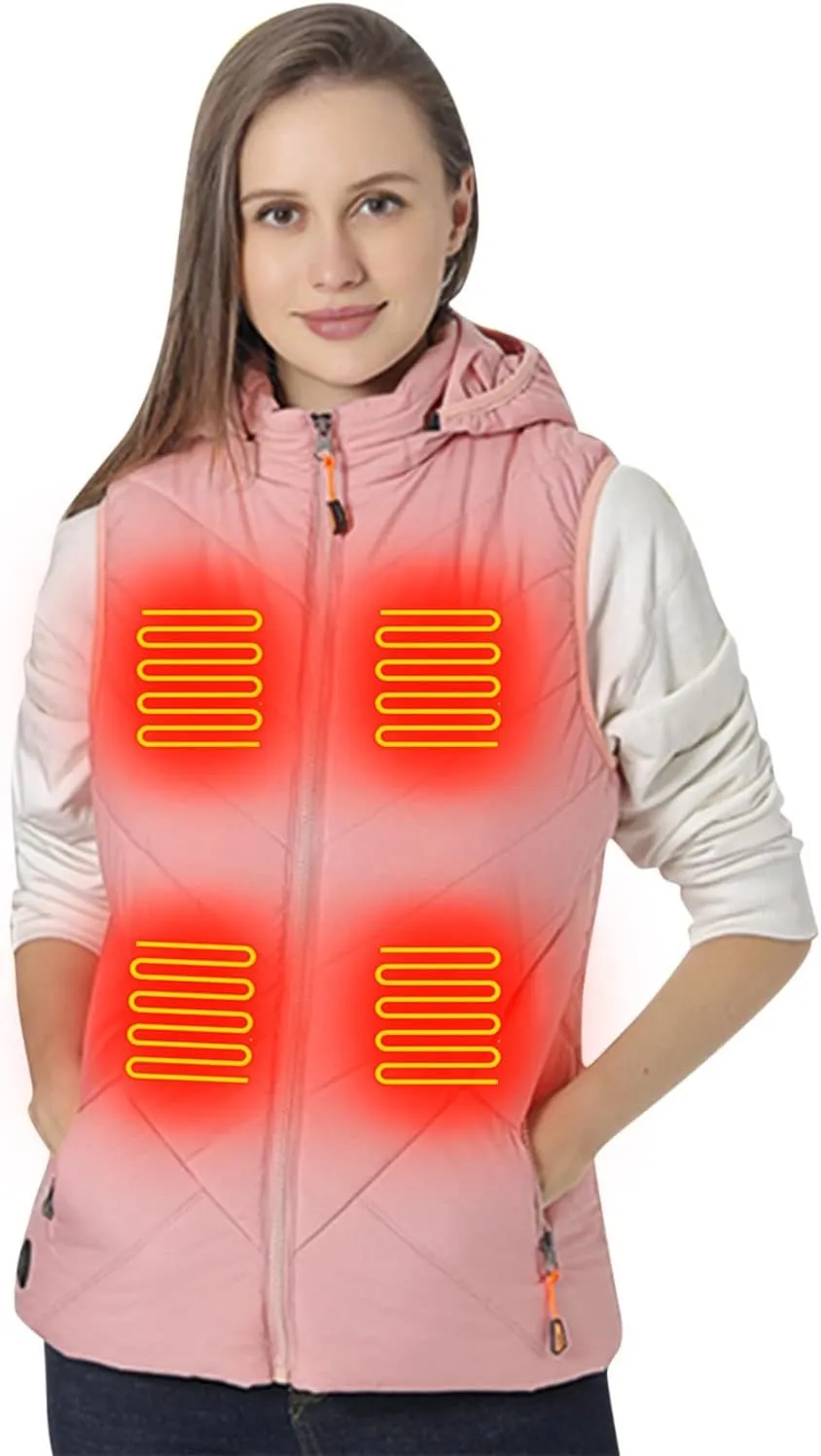 Womens 11 Areas Smart Heating Winter Heated Solid Padded Cotton Vest Warm Thick Vest Woman Winter Jacket Womens Coat