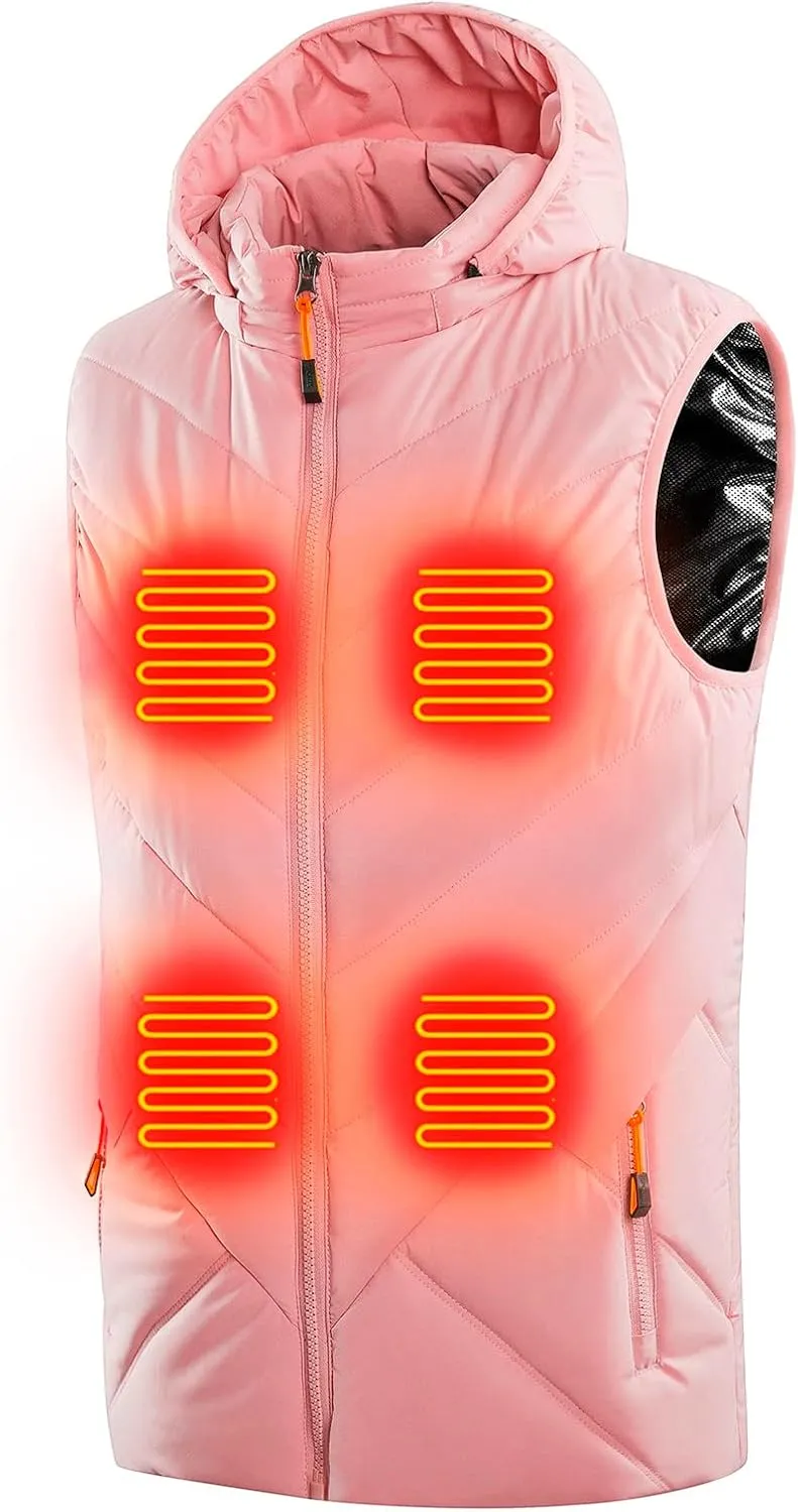 Womens 11 Areas Smart Heating Winter Heated Solid Padded Cotton Vest Warm Thick Vest Woman Winter Jacket Womens Coat