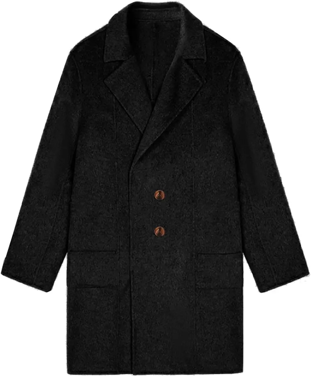 Womens Business Long Double Breasted Coats Lapel Collar Pea Coat Winter Slim Fit Jackets Fashion Trench Coat Outwear