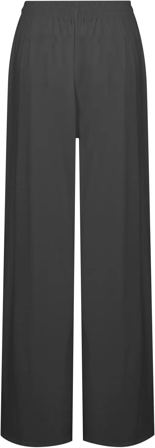 Women's Casual Cotton Linen Wide Leg Baggy Pants with Elastic Waist Relax Fit Lantern Trouser Casual Loose Trousers