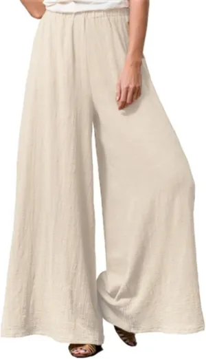 Women's Casual Cotton Linen Wide Leg Baggy Pants with Elastic Waist Relax Fit Lantern Trouser Casual Loose Trousers