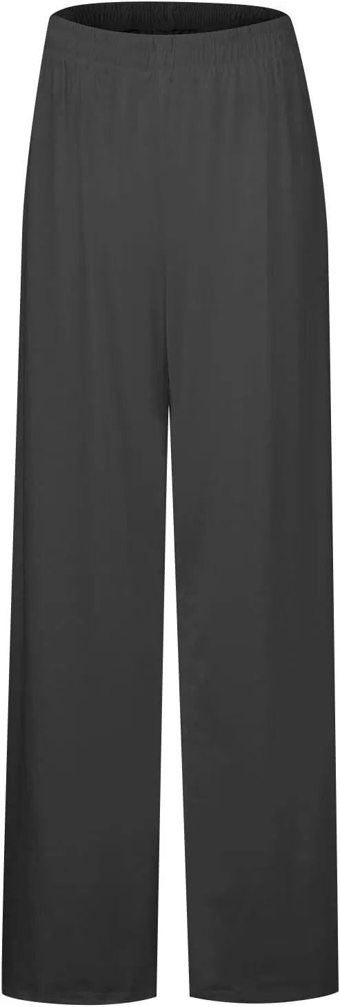Women's Casual Cotton Linen Wide Leg Baggy Pants with Elastic Waist Relax Fit Lantern Trouser Casual Loose Trousers