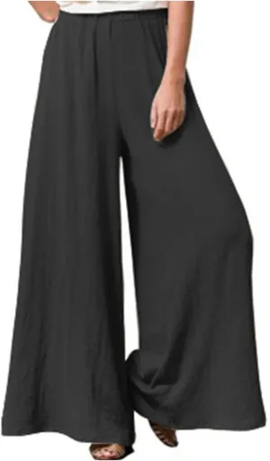 Women's Casual Cotton Linen Wide Leg Baggy Pants with Elastic Waist Relax Fit Lantern Trouser Casual Loose Trousers