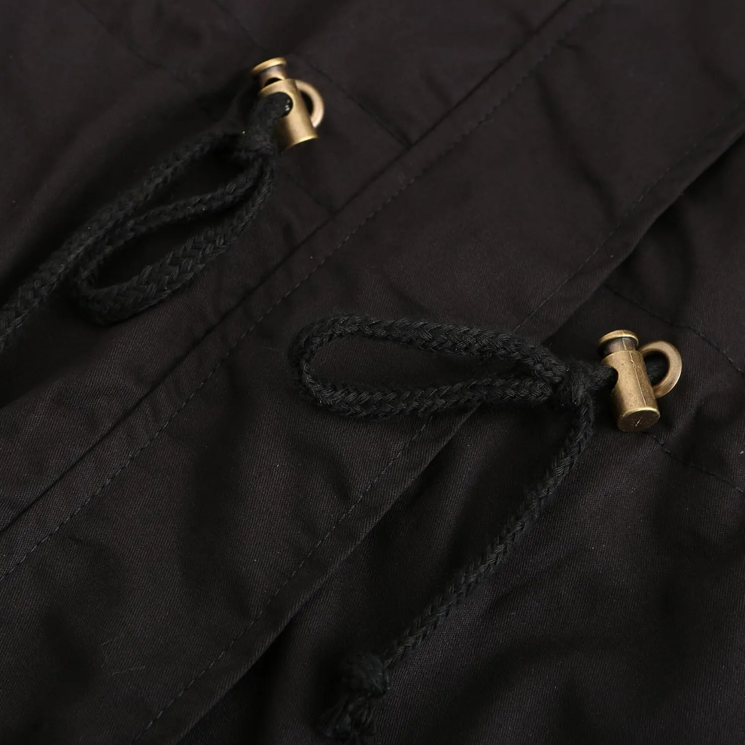 Women's Casual Ligtweight Military Jackets Anorak Utility High Waist Drawstring Zip Up Hood Coat