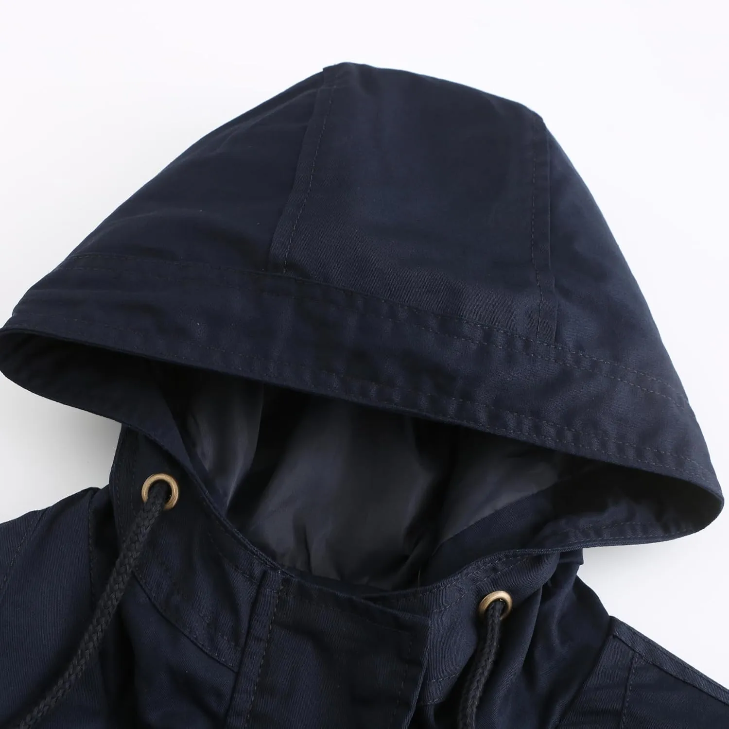 Women's Casual Ligtweight Military Jackets Anorak Utility High Waist Drawstring Zip Up Hood Coat