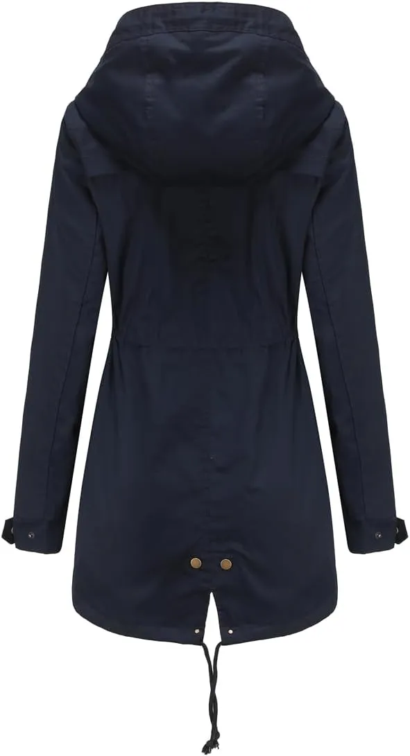 Women's Casual Ligtweight Military Jackets Anorak Utility High Waist Drawstring Zip Up Hood Coat