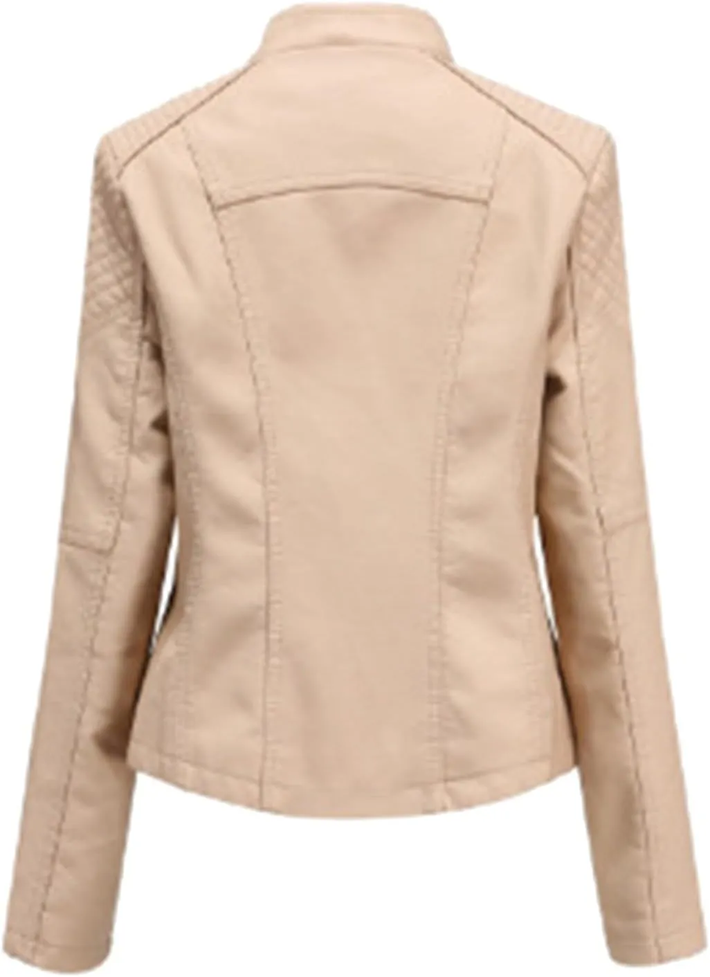 Womens Cropped Faux Leather Jackets Plus Size Slim Fit Moto Bike Coats Lapel Fashion Zipper Motorcycle Suit Jacket