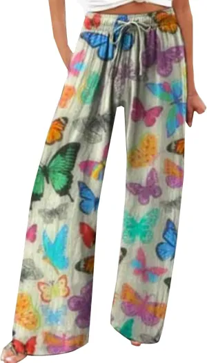 Womens Elastic High Waisted Pants Womens Cotton Casual Loose Pants Comfy Work Pants Work Casual Trousers