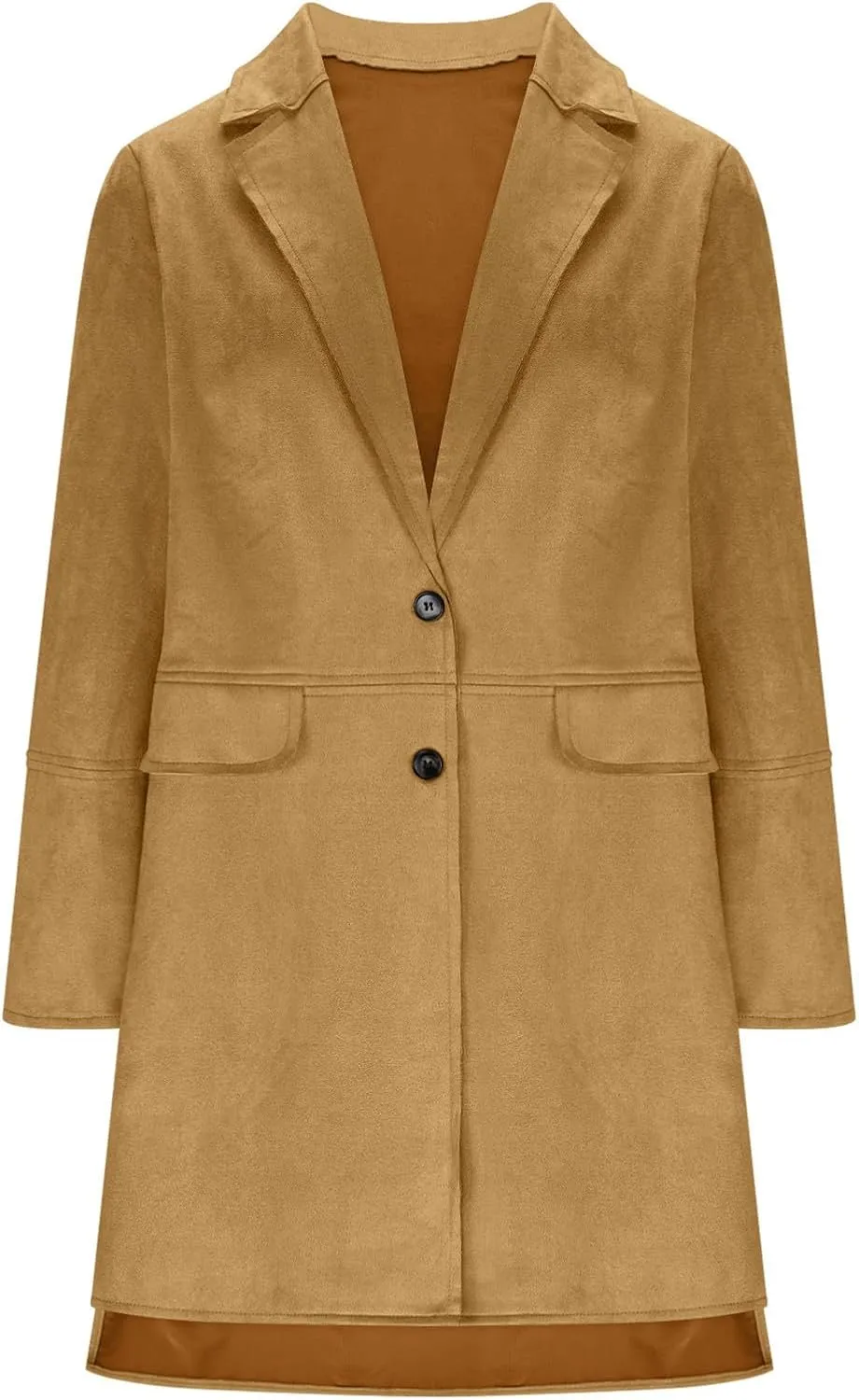 Women's Faux Suede Trench Coat Jacket Classic Fall Winter Lapel Collar Single Breasted Overcoat Overcoat Outerwear